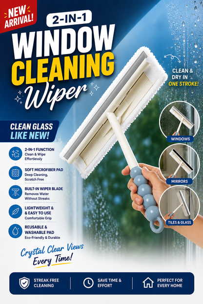 2-in-1 Window Glass Cleaning Wiper – Streak-Free Shine Every Time